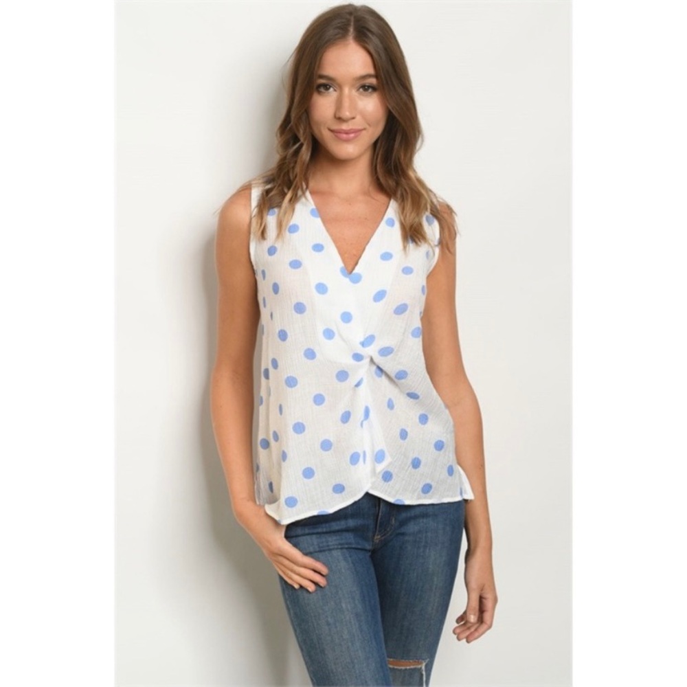 NWT Polka Dot V Neck Sleeveless Top